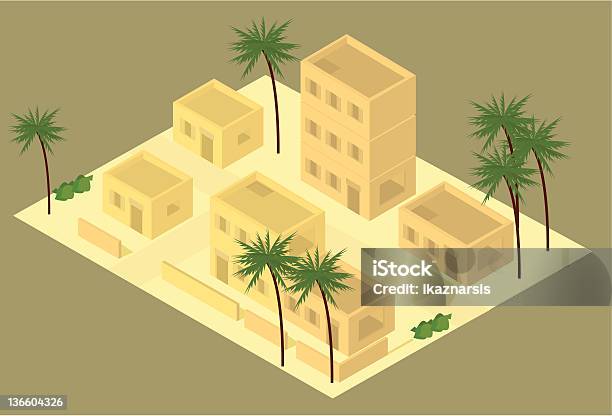 Изометрические Пустыня Здание Иллюстрация — стоковая векторная графика и другие изображения на тему Большой город - Большой город, Пустыня, Изометрическая проекция