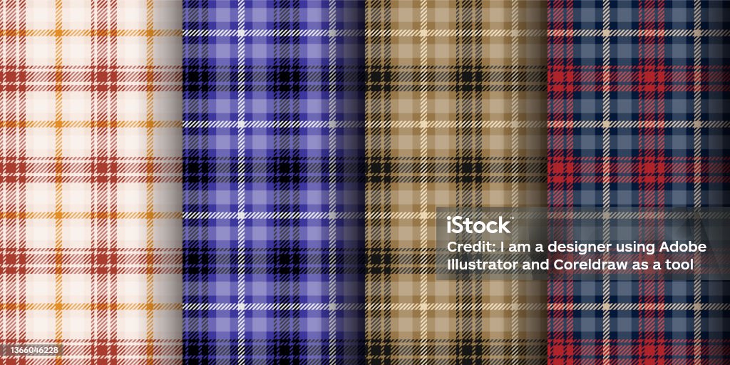 Gingham Pattern Set Textured Vector Illustration Stock Illustration ...