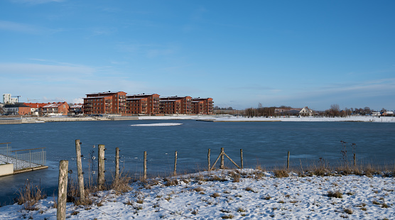 A frozen lake in the suburbs of Lund Sweden