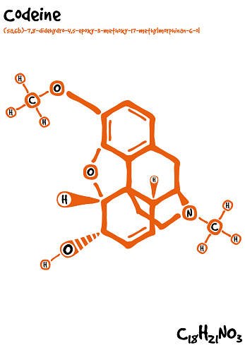 Codeine Drawing Drawn Molecule And Formula Of Codeine Stock Illustration - Download ...