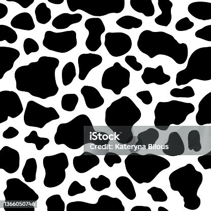 istock Seamless cow spots pattern Cow print 1366050746