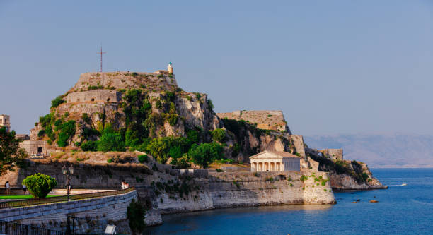 istock Old sea harbor at Corfu, Greece 1366050874