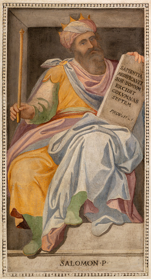 Rome - The fresco of king Salomon in the church Chiesa di San Francesco a Ripa by Giovani Battista Ricci - il Navarro (1620).