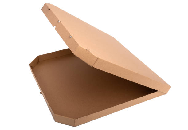 istock Pizza paper box isolated on white background 1366053709