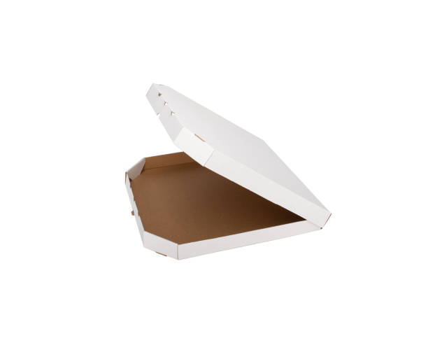 istock Carton pizza box, delivery packging concept. White background, mock up copy space 1366053711