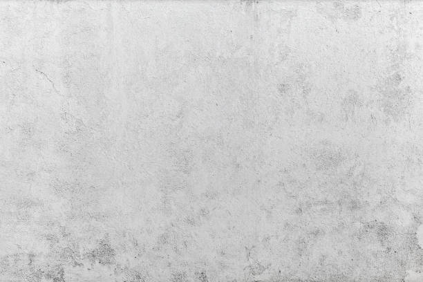 White concrete wall with plastering, flat background texture stock photo