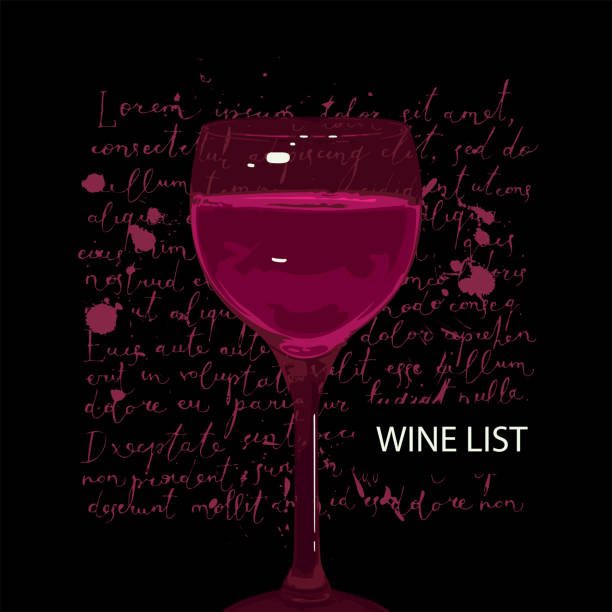 ilustrações de stock, clip art, desenhos animados e ícones de vector wine list with wineglass and lorem ipsum - wineglass wine glass red wine