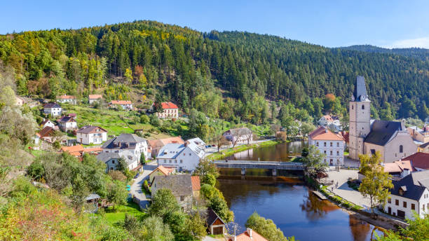 istock Landscape with old small town Czechia 1366056713