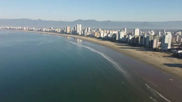 Photo of Aerial view of the beachfront of Praia Grande on the south coast of Sao Paulo