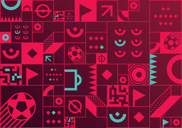 Layout design for sports event of 2022 year. Sports background for event, tournament, invitation, awards or championship. Layout design template with geometric shapes. Trend 2022. pics for football graphics stock illustrations