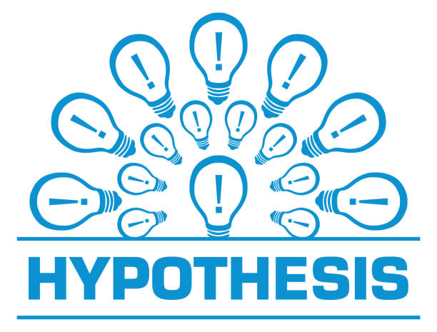 гипотеза синий полукруглые лампочки badge style - hypothesis stock illustrations