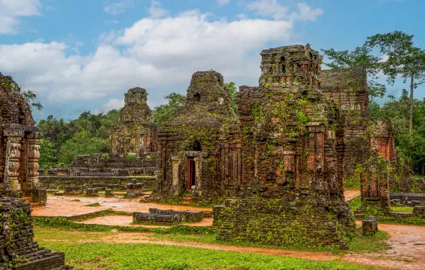 Ruins of old hindu temple at My Son, Vietnam. This sanctuary is a UNESCO World Heritage site in Vietnam. Travel and religion concept