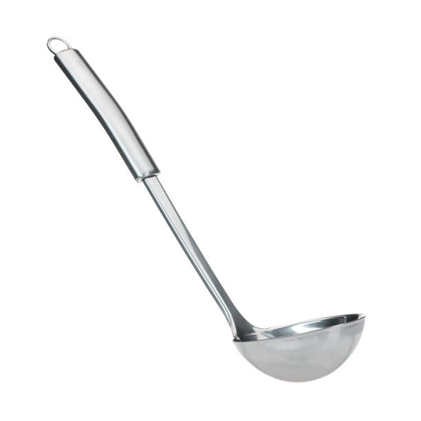 istock one metal new ladle for first courses on a white insulated background 1366063339