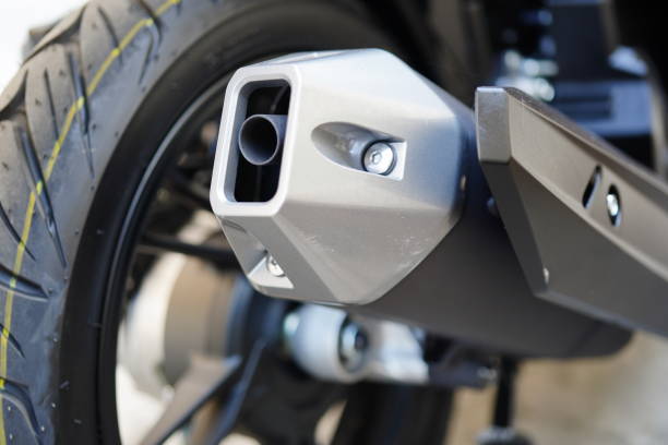 istock motorcycle wheel and exhaust pipe 1366066684