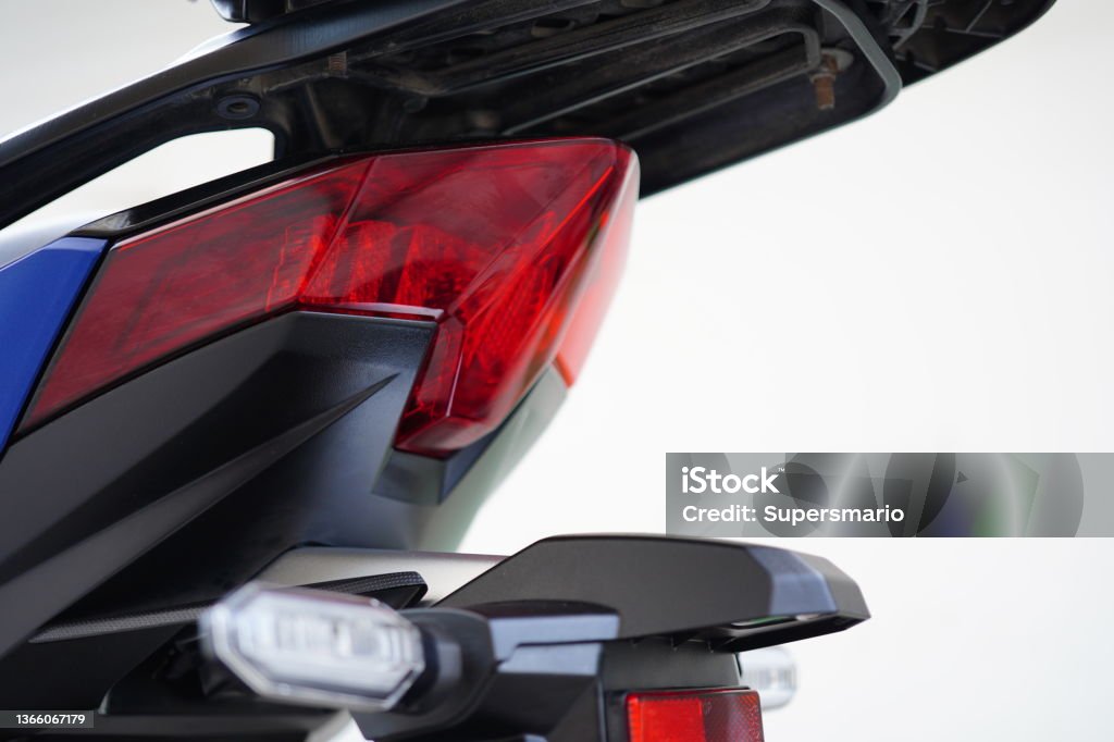 Turn signal tail light and brake light Red brake light of motorcycle Electricity Stock Photo