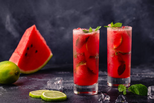 istock Red alcoholic or non-alcoholic cocktail with mint and lime 1366068338