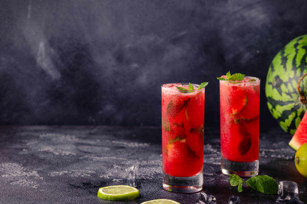 istock Red alcoholic or non-alcoholic cocktail with mint and lime 1366068377