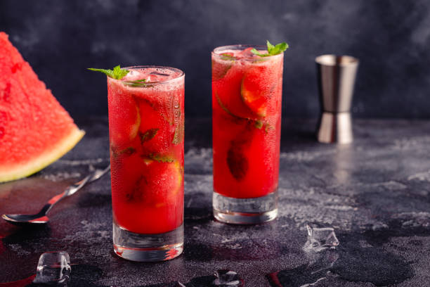 istock Red alcoholic or non-alcoholic cocktail with mint and lime 1366068563