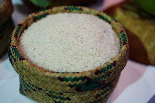 Thai  White Rice in a basket