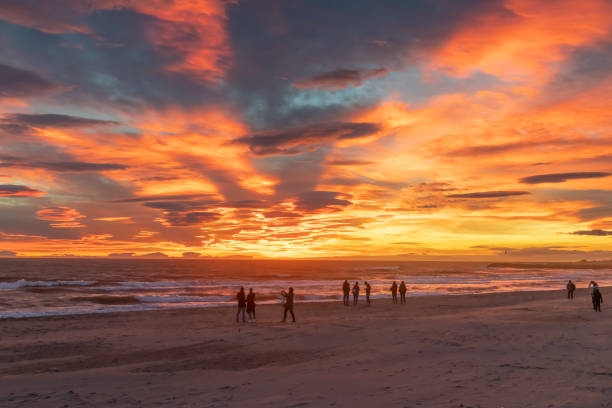 Breathtaking sunset over Beach of Saintes-Maries-de-la-Mer, Camargue, France