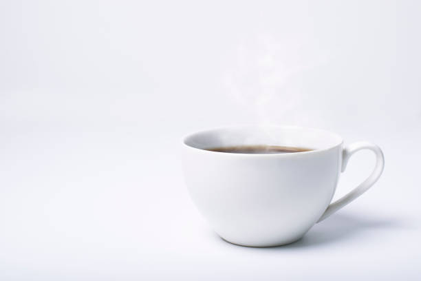 istock Cup of black coffee on white background 1366074163