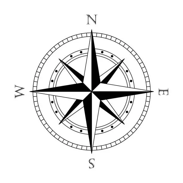 Vector illustration of Nautical compass rose of winds marine navigation