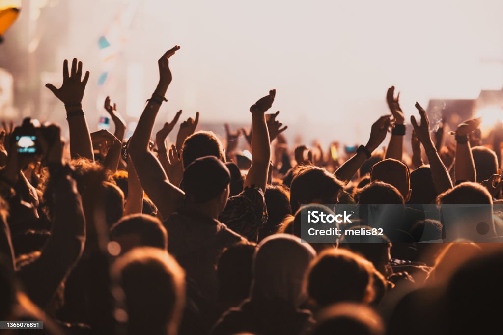 concert and festival background crowd of people partying Crowd of People Stock Photo
