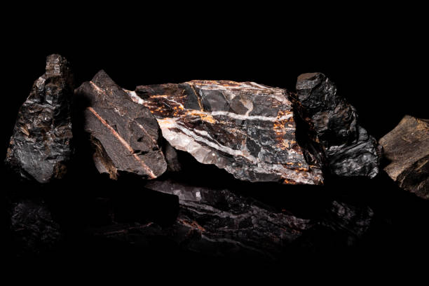 istock Macro Close up image of raw material Manganese Ore rock isolated 1366077279