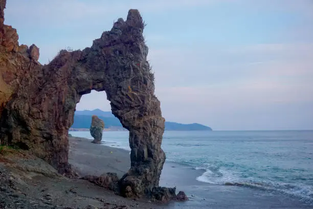 Beautiful rocks near Cape Giant on Sakhalin Island in Russia