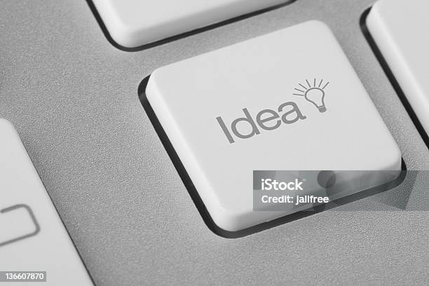 Idea With Lightbulb Written On Computer Keyboard Stock Photo - Download Image Now - Ideas, Close-up, Computer