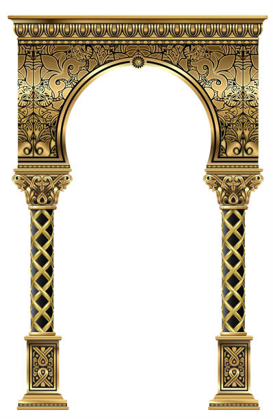 istock Golden luxury classic arch portal with columns 1366079095