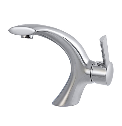 Beautiful chrome faucet isolated on white background (with clipping path)