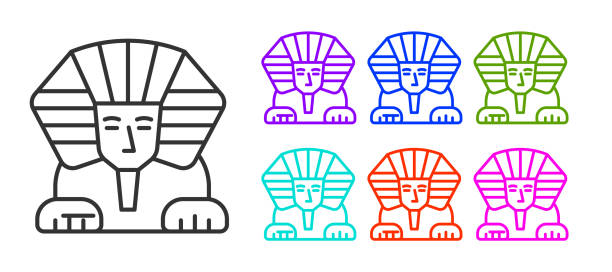 Esfinge Egipto Ilustración De Líneas De Color Vectores Libres de Derechos -  iStock
