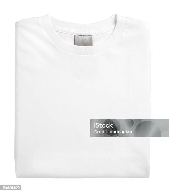 White Folded Tshirt Stock Photo - Download Image Now - T-Shirt, Folded, White Color