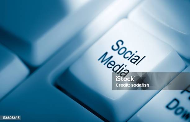 Social Media Stock Photo - Download Image Now - Blue, Brand Name Online Messaging Platform, Close-up
