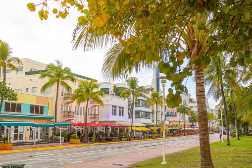 Art deco district of South Beach, Ocean Drive General Landscape View, Miami, Florida, USA