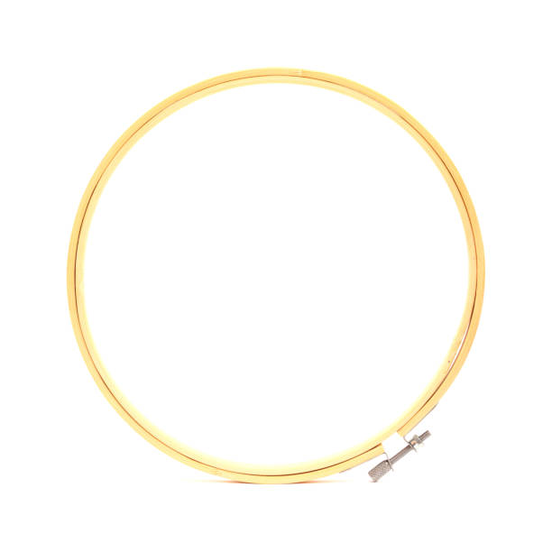 istock Round light bamboo wood embroidery hoop 1366098489