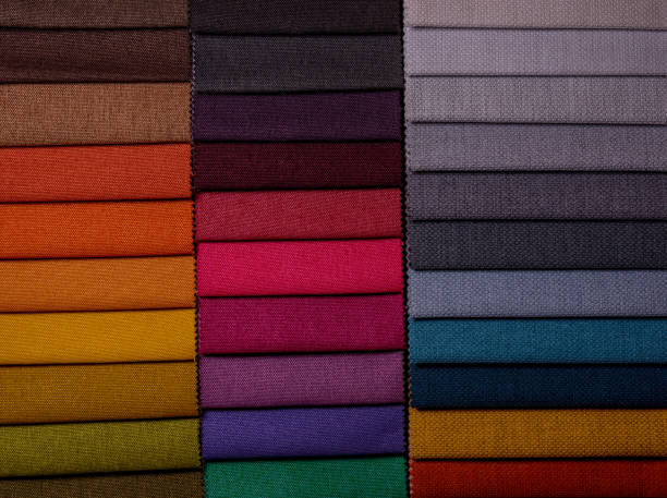 istock Samples of furniture fabrics.Multicolor fabric texture background. 1366100297