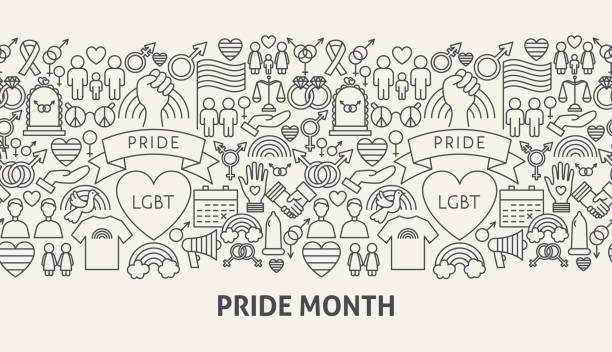 Pride Month Banner Concept Pride Month Banner Concept. Vector Illustration of Outline Design. gay pride stock illustrations