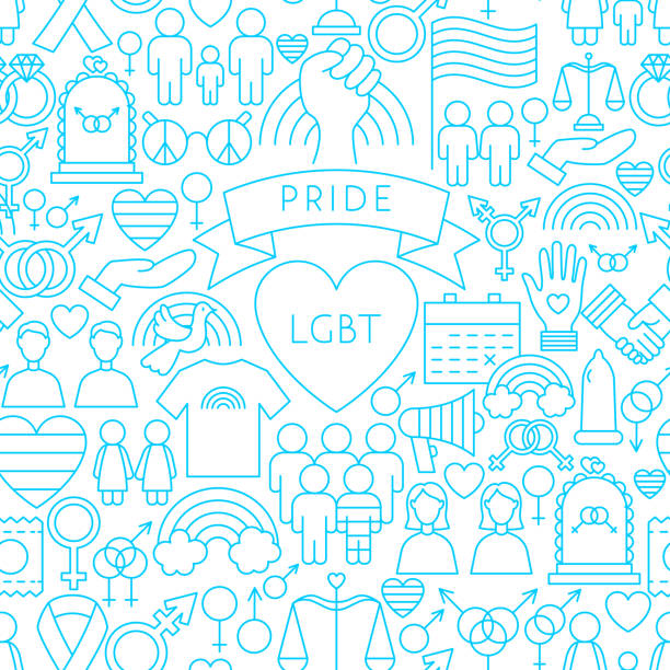 lgbt pride line nahtloses muster - pride month stock-grafiken, -clipart, -cartoons und -symbole