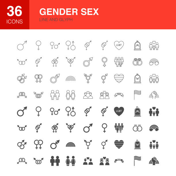 gender sex line web glyph icons - lgbtq 幅插畫檔、美工圖案、卡通及圖標