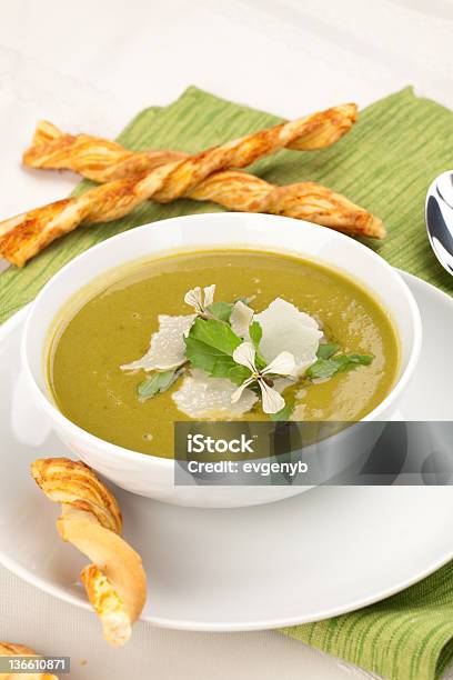 Pea And Rocket Soup Stock Photo - Download Image Now - Appetizer, Arugula, Bowl