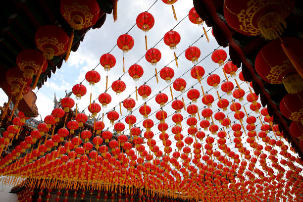 Thean Hou Temple is decorated with Chinese lanterns to welcome Chinese New Year celebration.