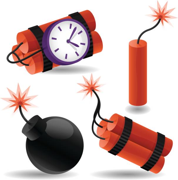 ilustrações de stock, clip art, desenhos animados e ícones de explosivo elementos - bomb symbol explosive sparks
