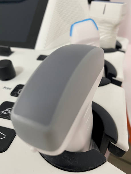 istock Ultrasound probe closeup view with selective focus on foreground 1366111803