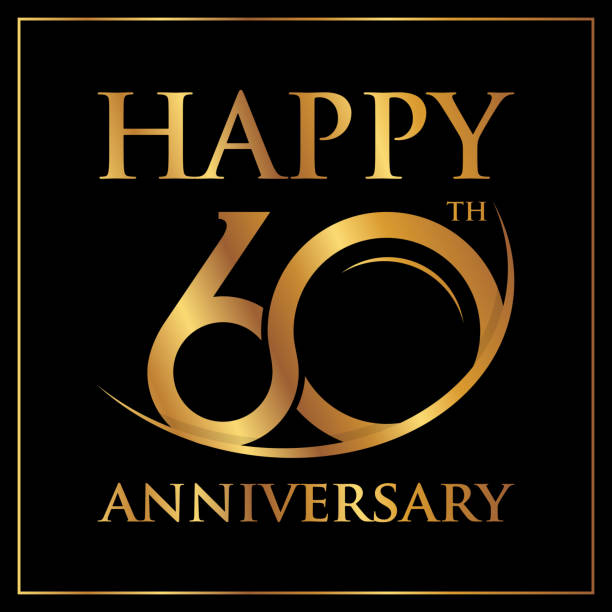 ilustrações, clipart, desenhos animados e ícones de design de luxo happy 60th anniversary logotipo - 60th anniversary