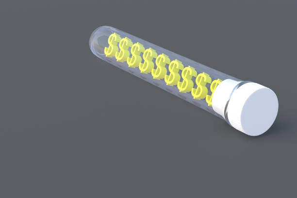 istock Dollar symbols in test-tube. Copy space. 3d render 1366124812