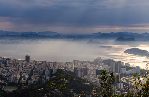 Rio de Janeiro city, Rio de Janeiro state, Brazil:Sugarloaf mountain, Guanabara bay, city, architecture, nature, environment, beauty
