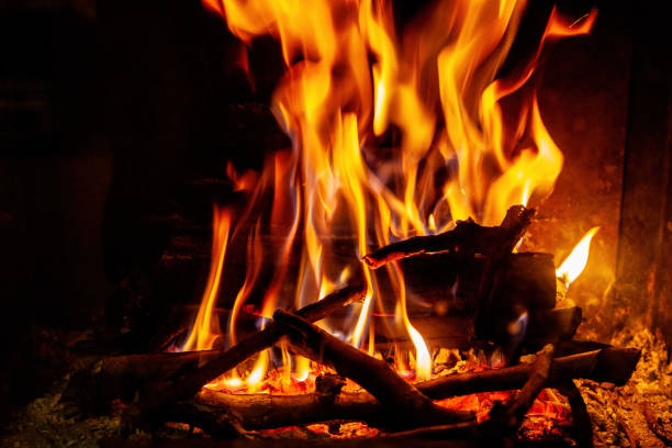 istock Burning billets in hot stove 1366127567