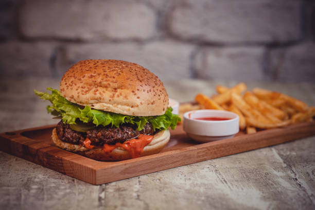 istock Hamburger and french fries 1366127829